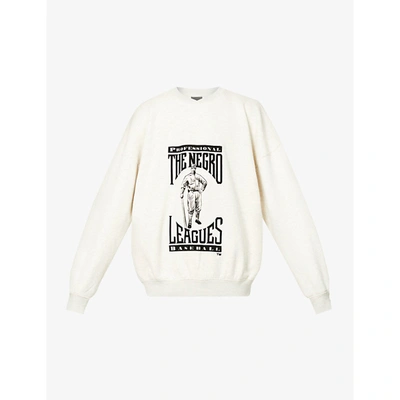 Fear Of God Mens Cream Heather Negro Leagues Text-print Cotton-jersey Sweatshirt S