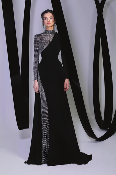 Tony Ward Asymmetrical Turtle Neck Gown