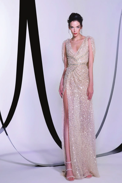Tony Ward Crystal Embellished Gown