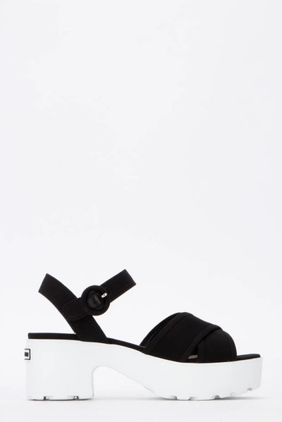 Miu Miu Crossed Strap Chunky Sole Sandals In Black