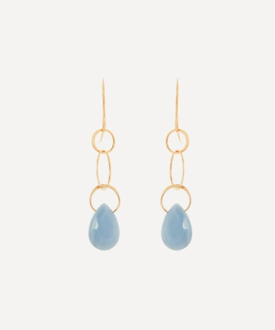 Melissa Joy Manning Gold Blue Opal Single Drop Earrings