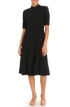 Donna Morgan Mock Neck Button Shoulder Fit & Flare Dress In Black