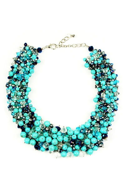 Eye Candy Los Angeles Harper Beaded Statement Collar Necklace In Teal