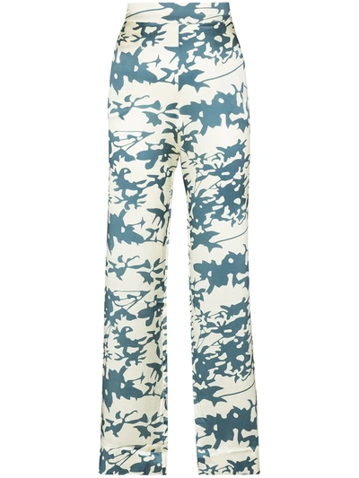Asceno London Printed Silk Pyjama Trousers In Nude