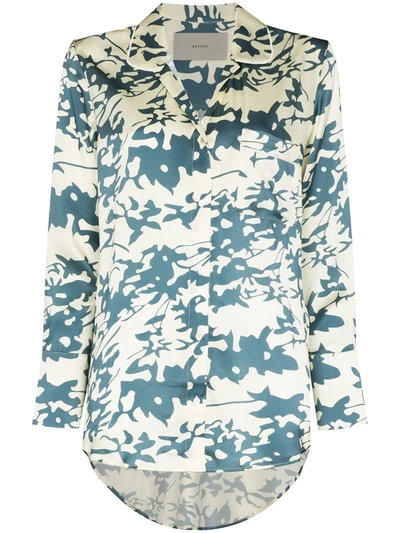 Asceno Paris Printed Silk Pyjama Shirt In Nude