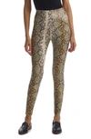 Commando Reptile Embossed Faux Leather Leggings In Neon Snake