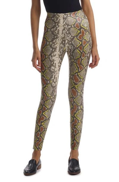 Commando Reptile Embossed Faux Leather Leggings In Neon Snake