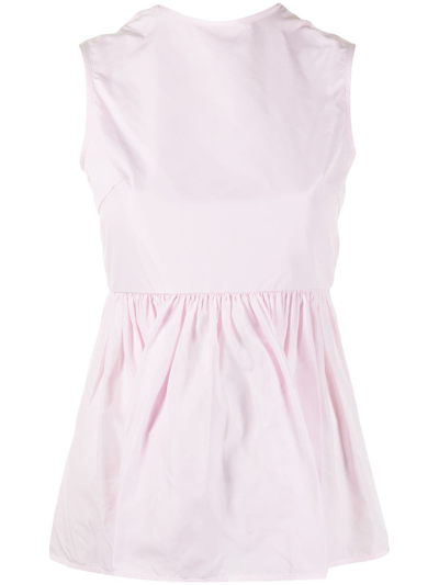 Cecilie Bahnsen Open-back Button-shoulder Sleeveless Top In Pink