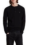 Allsaints Muse Long Sleeve Thermal Henley In Jet Black