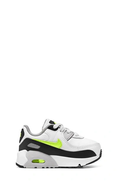 Nike Kids' Air Max 90 Sneaker In White/black/ Grey/ Lime
