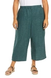 Eileen Fisher Organic Linen Crop Wide Leg Pants In Aegean