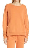 Frame Side Slit Pima Cotton Sweatshirt In Washed Tangerine