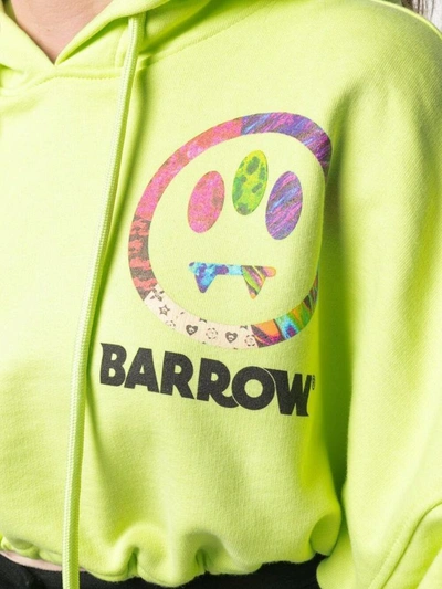 Barrow Cotton Crop Hoodie With Print In Yellow