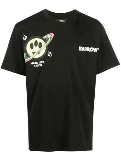 Barrow Cotton T-shirt With Smile Saturn Print In Black