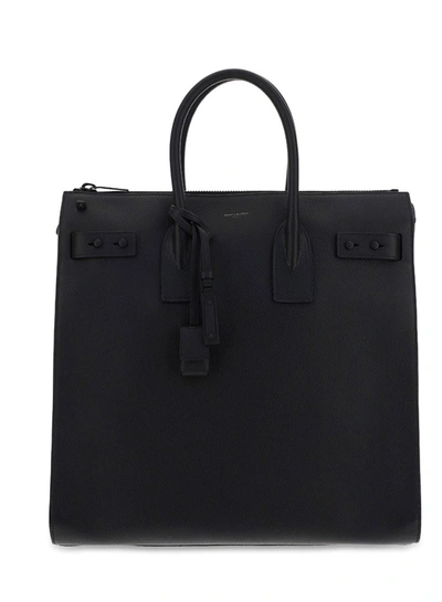 Saint Laurent Men's Leather Bag Handbag Tote Shopping Sac De Jour In Black