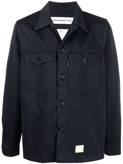Department 5 Logo-patch Shirt Jacket In Blue