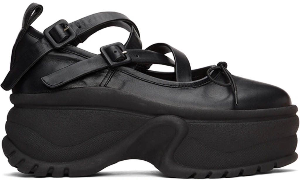 関税送料込み【SIMONE ROCHA】トラッカーバレリーナスニーカー Simone Rocha Black Leather Platform Track Sole Ballerina