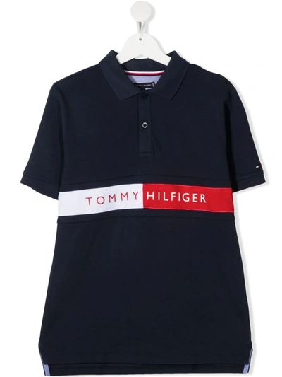 Tommy Hilfiger Junior Teen Flag Logo Polo Shirt In Blue