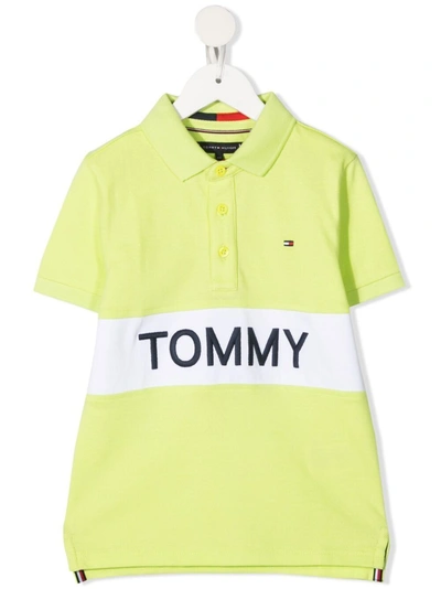 Tommy Hilfiger Junior Kids' Logo-print Polo Shirt In Green