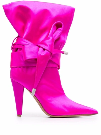 Alexandre Vauthier High Heels Ankle Boots In Fuxia Satin In Pink