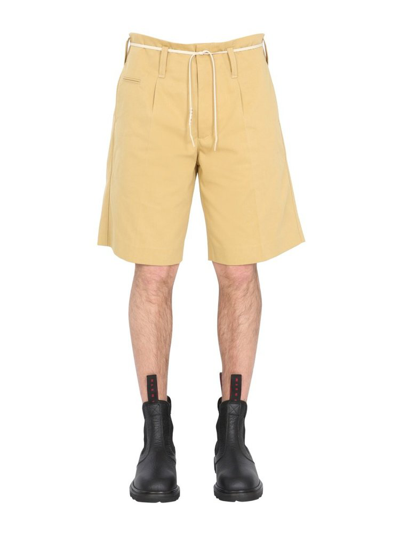 Marni Drawstring-waist Cotton Shorts In Beige