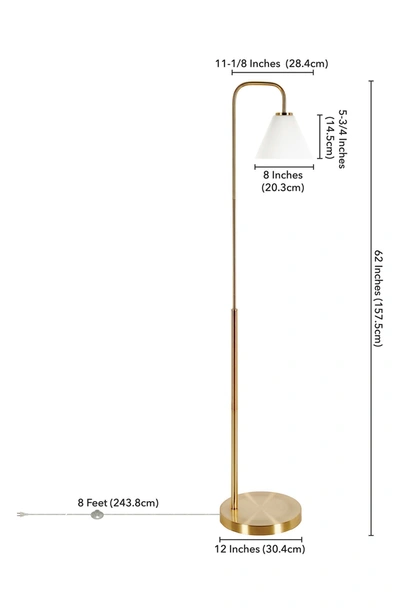 Hudson & Canal Henderson Brass Finish Arc Floor Lamp With White Milk Glass Shade In Gold