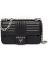 Prada Diagramme Medium Leather Bag In Black