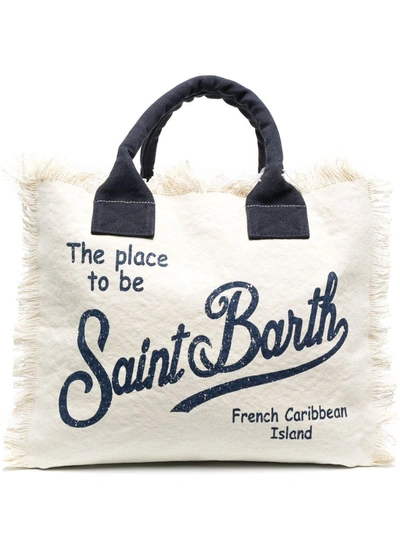 Mc2 Saint Barth Vanity Fringed Tote Bag In Neutrals