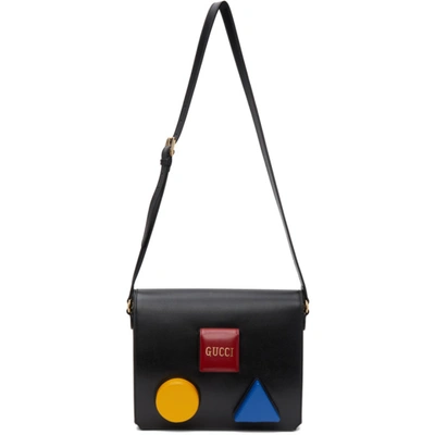 Gucci Black & Multicolor Board Messenger Bag In 8566 Ner/cr