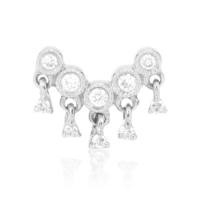 Stone Paris Talitha 18kt White Gold Diamond Earring In Silver