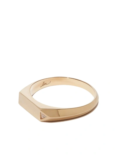 Lizzie Mandler Fine Jewelry 18k Yellow Gold Chevron Diamond Signet Ring