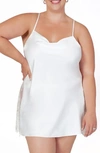 Rya Collection Plus Size Darling Lace-inset Silk Chemise In Ivory