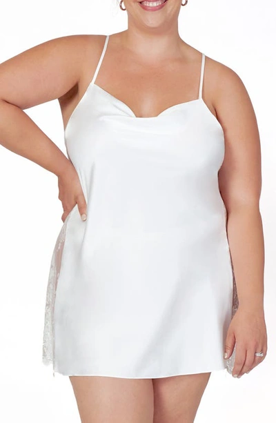 Rya Collection Plus Size Darling Lace-inset Silk Chemise In Ivory
