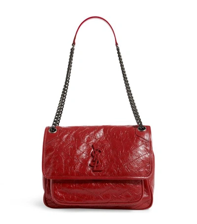 Saint Laurent Medium Niki Leather Shoulder Bag In Rouge Eros
