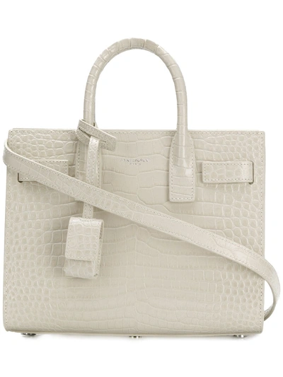 Saint Laurent Classic Sac De Jour Baby Bag In White Grained Leather In Neutrals