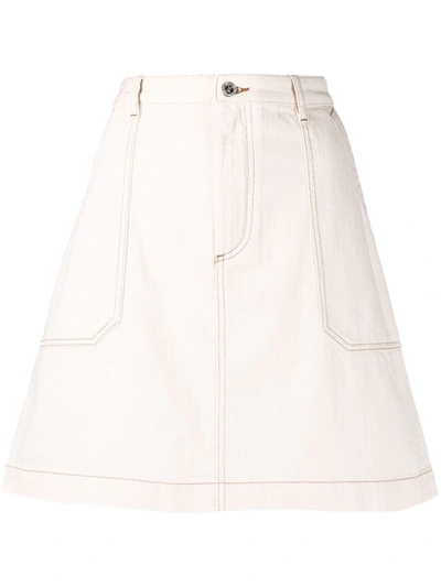 Apc A-line Denim Mini Skirt In Off White