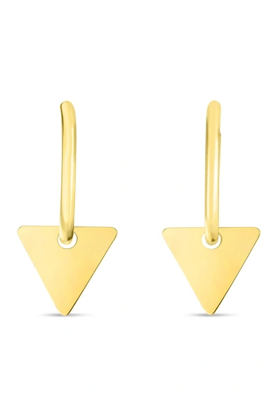 Karat Rush 14k Yellow Gold Triangle Drop Huggie Earrings