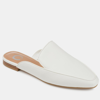 Journee Collection Women's Akza Wide Width Slip On Square Toe Mules Flats In White