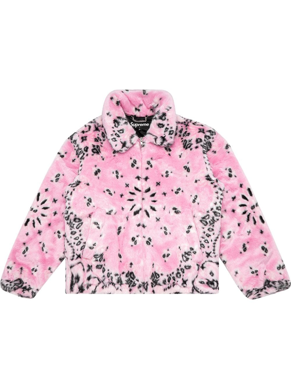 Supreme Bandana Faux-fur Jacket In Pink | ModeSens