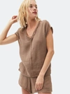 Michael Stars Draya V-neck Top In Brown