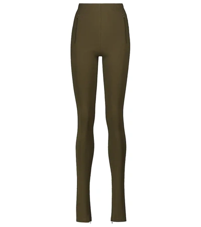 Wardrobe.nyc Stretch-jersey Split-hem Leggings In Green