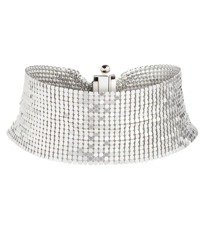 Paco Rabanne Silver Tone Chain Mail Choker Necklace