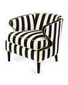 Mackenzie-childs Marquee Chenille Stripe Accent Chair In Black/white