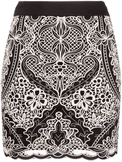 Twinset Contrasting Embroidery Skirt In Black