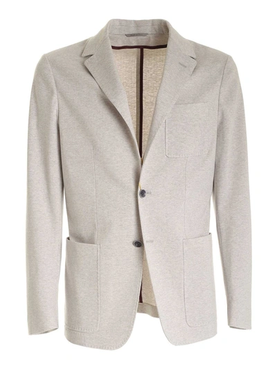 Canali Single-breasted Jacket In Grey And Beige