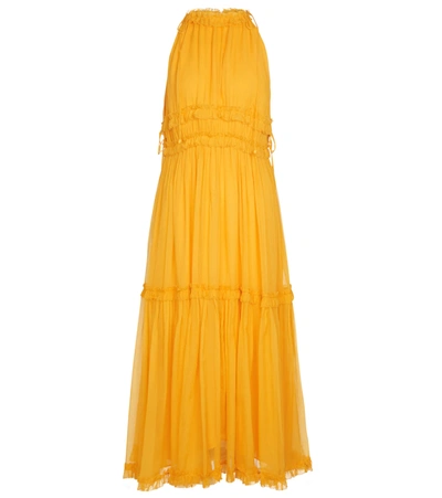 Zimmermann Mae Ruffled Tiered Silk-crepon Midi Dress In Orange