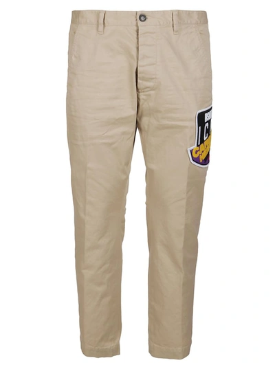 Dsquared2 Logo Patch Chino Pants In Beige