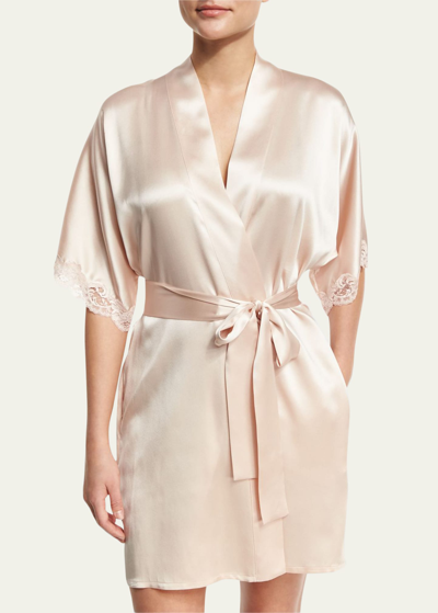 Christine Lingerie Bijoux Short Silk Robe In Light Pink