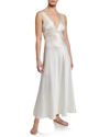 Christine Lingerie Bijoux Lace-inset Silk Gown In Pearl