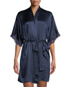 Christine Lingerie Bijoux Short Silk Robe In Navy